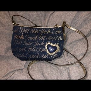 Coach Blue and Gold New York Crossbody Bag
